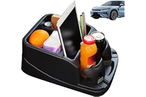GHJKLDHA Beifahrersitz-Organizer, Autositz-Aufbewahrungsbox, Getränkehalter-Tablett, praktischer Armlehnen-Organizer, geräumige Staufächer, ideal für Auto-Innenorganisation und Zubehör