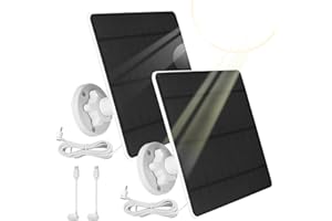 XIIW Solar Panel for Ring Camera, 5W Solar Panel Charger Compatible with Ring Stick Up Cam Battery & Spotlight Cam Battery with Barrel Plug, 9.8ft Cable, IP65 Waterproof, 360° Adjustable Bracket(2 Pack)