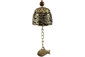 BRUSSELS08 Chinese Dragon Fish Feng Shui Bell Blessing Good Luck Fortune Hanging Wind Chime with Antique Alloy Bells for Garden, Patio, Balcony, Indoor Home Decor (Dragon#)