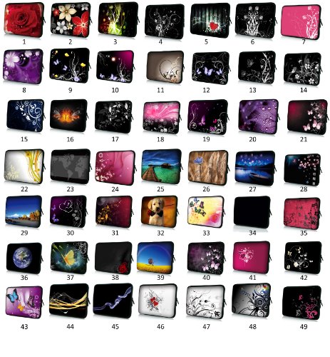 wortek Universal Notebook Tasche aus Neopren für Notebooks bis ca. 17,3 Zoll – Abstrakt Flamme Schwarz Bunt - 2