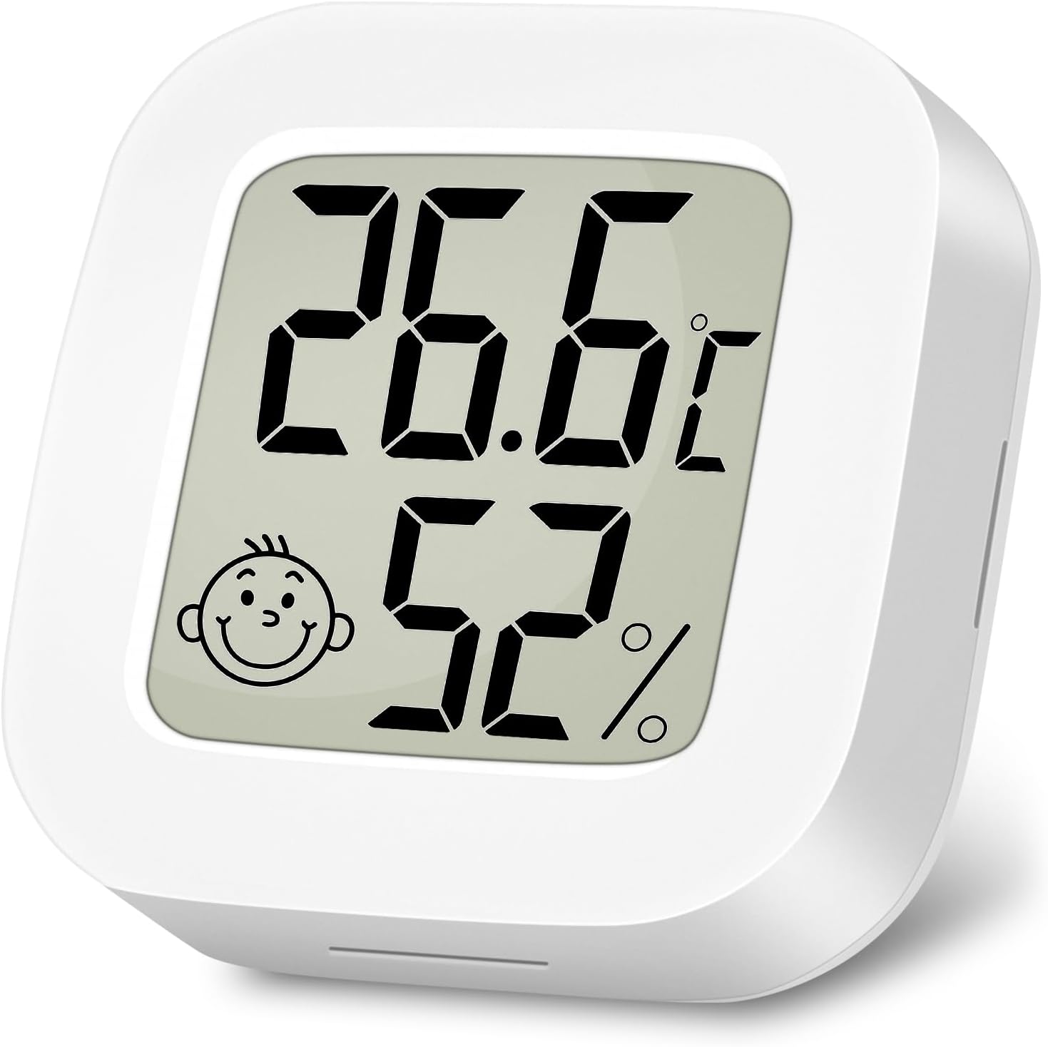 Ainiv Higrometro Digital Termometro, 1 Piezas Mini Termómetro Interior del Higrómetro, Pantalla LED con Logo de Confort para Termometro Ambiental para Hogar Oficina Dormitorio Jardín (Blanco)