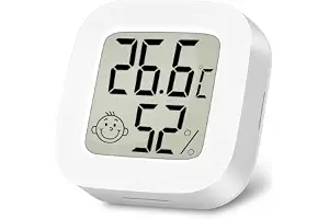 Ainiv Higrometro Digital Termometro, Mini Termómetro Interior Higrómetro | Pantalla LED y Icono Faciales para Termometro Ambiental para Hogar Oficina Dormitorio Jardín Sótano Museo(1PCS-Blanco)