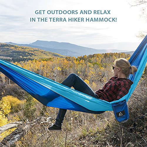 Terra-Hiker-Hamac-de-Camping-pour-1-2-Personnes-Hamac-Double-300-x-200-cm-Nylon--Parachute-2-Mousquetons-et-2-Sangles-Inclus-pour-Randonne-Voyage-Plage-Jardin