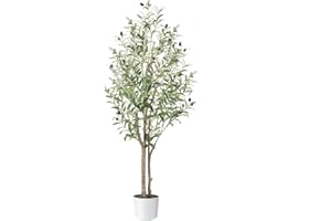 Alupssuc 4FT Faux Olive Tree with White Pot, Indoor Outdoor with Natural Wood Trunk & Lifelike Fruits, Perfect for Modern Home Office & Living Room Floor Decor