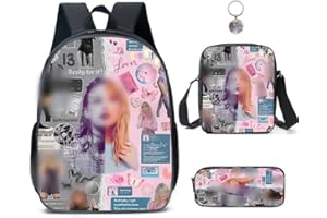 AII LOVER 3Pcs Singer Music Lover Backpack Set with Keychain,16in 3D Printed Lunch Bag High Capacity Schoolbag Boy And Girl Schoolbag.
