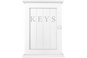 GreyZouq Key Cabinet - Wall-Mounted Chic Storage Rack with Hooks | Keybox Hanger for Hallway, Kitchen & Home Decor | Stylish Key Holder Organizer (White Print)
