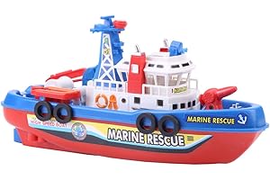 Zerodis Simulazione Battello Antincendio Giocattolo Elettrica Spruzzo d'Acqua Barca Modello Vasca da Bagno Piscina Spiaggia Bambino Nave Giocattoli Compleanno Natale Regalo per Ragazze Ragazzi