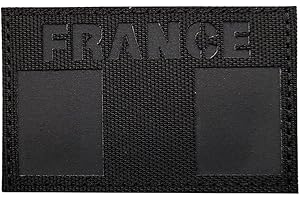 TOPPATCH Ohrong Patch drapeau de la France Francais infrarouge réfléchissant morale tactique militaire airsoft brassard attache uniforme applique (noir gris) Taille Unique