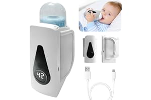 TECHVIZRS Flaschenwärmer Baby, Tragbarer Flaschenwärmer Unterwegs mit LCD-Display, 6 Einstellbare Temperatur, USB-Babyflaschenwärmer für Hause Unterwegs Reisen