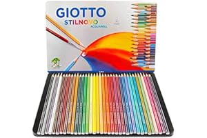 GIOTTO Stilnovo Acquarell - Scatola Di Metallo Da 36 Matite A Pastello Colorate Acquarellabili, 3.3 mm, Colori Intensi
