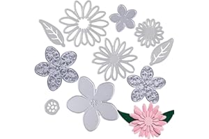 ZOOTING 10Stück Stanzschablone Blumen Set Metall Stanzformen Blüte Silber Stanzschablonen Prägeschablone für DIY Cutting Dies Scrapbooking Album,Schneiden Schablonen Papier Karten Sammelalbum Verpackung Deko