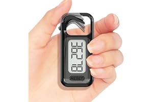 FOCWONY 3D-Simple-Walking-Pedometer, tragbarer Karabiner-Schrittzähler, Schrittzähler mit Halsleine für Senioren, Männer, Frauen