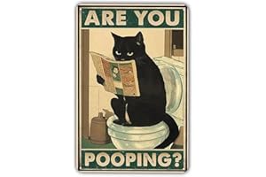 KONFEN Cartel de Chapa Gato Retro, Are You Pooping Cartel de Metal Póster Tin Sign Wall Decor, Letrero Artístico de Metal para Cuarto de Baño Aseo Puerta Casa Pubs para Cat Lovers 12 x 8 Pulgadas
