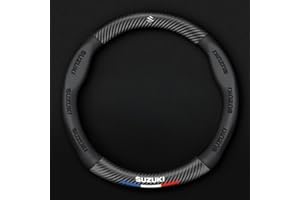 DLGJZS Car Steering Wheel Cover for Suzuki Vitara 2018-2024,Microfiber Leather Anti-slip Durable Automotive Steering Wheel Protector with Car Emblem Logo Interior Accessories