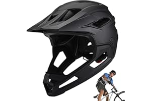 JOPIUIEO Casque De Vélo Intégral pour Adulte avec Mentonnière Amovible Et Visière pour Vélo De Montagne, Un Casque Noir Unisexe Réglable pour Hommes, Femmes
