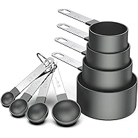 8 Pcs Measuring Cups and Spoons Set, Stackable Stainless Steel Handle Accurate Tablespoon for Measuring Dry and Liquid Ingred