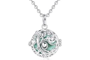 AEONSLOVE Collier Bola Grossesse Pendentif Arbre de Vie Collier Musique Carillon Bell pour Femmes Enceinte Bébé, Cadeau Original de Noël Anniversaire, Chaîne 114cm