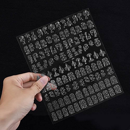 eBoot Nagel Kunst Sticker 3D Nail Art, 2 Blatt, Goldene und Silber - 3