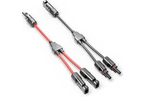 deleyCON Cavo Solare a Y 2/1 Adattatore 6mm² - Connettore a Y PV4 / Modello a T IP68 1500V - (M/FF, F/MM) - Per Sistema & Pannello Solare, Sistema Fotovoltaico, Spina PV (30cm)