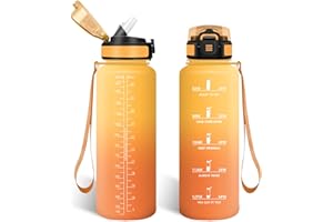 HoneyHolly Borraccia, 1.5L Borracce Acqua, Borraccia Motivazionale con Cannuccia, Water Bottle Palestra, A Prova di Perdita, Bottiglia Acqua per Scuola, Palestra, Campeggio, Ciclismo, Yoga