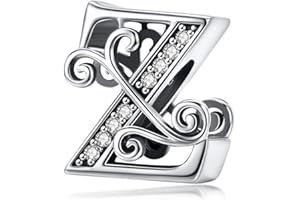 Lorrifal Solid 925 Sterling Silver Initial A-Z Letter Charm A-Z Bead for Pandora European Bracelets Necklace Women Girl Jewelry Gift