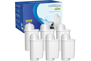 EVERSPRING Filtr wody do ekspresu do kawy, Kompatybilny z filtrami wody Siemens EQ Series, EQ3/EQ6/EQ9, EQ500, S700, Brita Intenza 575491, Bosch TCZ7003, TCZ7033, certyfikat NSF, 6 sztuki