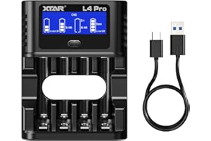 XTAR L4 Pro Multifunctional Smart Charger, Rescue Over-discharged Batteries! Compatible with 1.2V AA/AAA Ni-MH and 1.5V Li-ion Batteries, Enable Precision Fast Charging