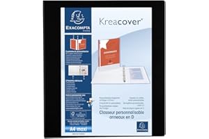 Exacompta - ref. 51843NE - 1 Customizable rigid opaque binder with 3 pockets - 4 D-rings of 40 mm - Spine 64 mm - External dimensions: 32 x 28.5 cm - Format to file A4 Maxi - Colour: black