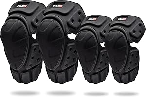 WOSAWE 4 PCS Motorcycle Elbow and Knee Pads, Carbon Fiber Elbow Knee Shin Protector Set Protective Gear for Motorbike Riding Skiing Skateboard Racing