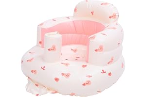 FTVOGUE Uppblåsbar Babysits, PVC-material med Luftpump, Cute Bunny Print Support Stol för Spädbarn och Nyfödda