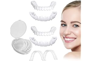 DVONE Facette Dentaire Cosmétique, 2 Paires Placages Fausses Dents Haut et Bas Temporaires pour Blanchiment Des Couvrir Les Dents Imparfaites