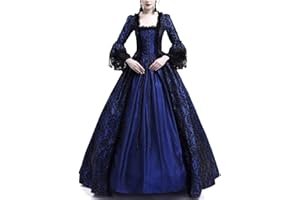 ANYUA Disfraz Medieval para Mujer Vestido Retro Manga Larga Renacentista Cosplay