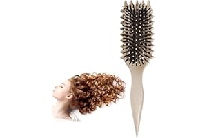 HICWX Bounce Brush Curl Brush Bounce Curl Cepillo Bounce Curl Define Styling Brush Cepillo de Pelo de Cerdas de Jabalí Cepillo de Peinado para Desenredar