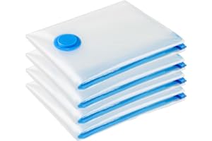 FEBYLIU Vacuum Storage Bags - 4 Pack 100X130CM Extra Large Strong Space Saver Compression Bags - Reusable Vacuum Pack Bags Double Zip Seal Travel Vacuum Storage Bags for Clothes Duvets Quilts Bedding Pillows