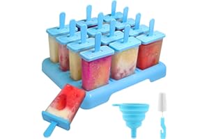 Alinana Ensemble de 12 Moule à glace Réutilisables pour Bébé sans BPA - Moules à Glace DIY avec Brosse de Nettoyage et Entonnoir Pliable en Silicone
