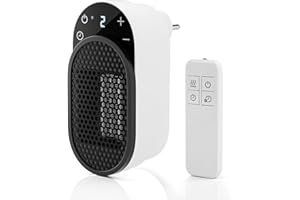 Dreamhigh® Calefactores Electricos Bajo Consumo 500 W, Calefactor Baño Pared con Mando a Distancia, Giro de 90°, Temporizador de 1-12 Horas, Pantalla LED, para Habitaciones de hasta 25 m²