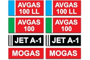 HAVATI Wysokiej jakości naklejki na benzynę lotniczą: AVGAS 100 LL, AVGAS 100, Jet-A1 & MOGAS, 8 sztuk