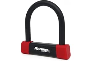 RADIKAL RK120125 Antivol U Moto Premium Homologué SRA, 120x125mm Blocage Pince Roue, Acier Cimenté, Anse ø18mm, Revêtu, Double Verrouillage, Cadenas en U Sabot Roue pour Scooter, Velo Electrique