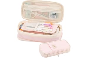 EHOPE Piórnik o dużej pojemności, do biura, na uczelnię, do szkoły, torba do przechowywania, organizer, dla uczennicy, dziewczyny, dorosłych, nastolatków, 1 jasnoróżowy, 22 x 10.5 x 6.5 cm, Nowoczesny
