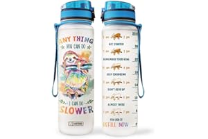 64HYDRO 32oz 1Liter Motivierende Wasserflasche mit Zeitmarkierung, Bunte Malerei Faultier Alles Was Sie Tun Ich Kann Langsamer PYL2004008 Wasserflasche