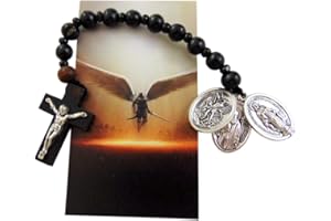 Westmon Works St Michael Wooden Pocket Rosary One Decade Chaplet Saint Gift Set with Holy Prayer Card, 3 Inch, Wood