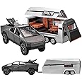 VikriDA 1/32 Pickup Trailer RV Model Kit, Off-Road Vehicle Alloy,Car Model Diecast Metal Toy,Truck Model Simulation Sound Light,Gifts for boy Girl (Black)