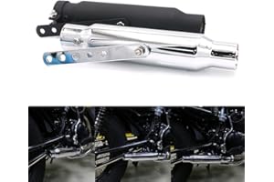 IUSOT Tuyau d'échappement de silencieux de moto 12 pouces pour Bobber Cruiser Chopper Café Racer Scooter Offroad (Chrome)