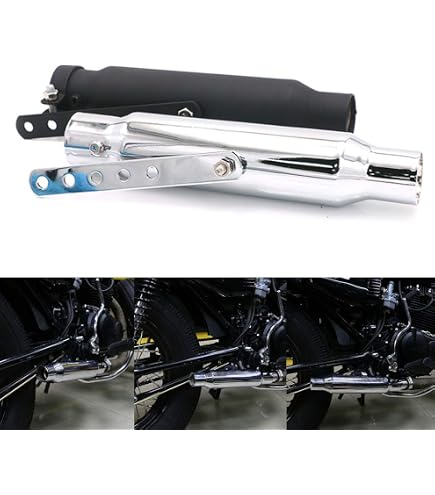 Scarico Chopper Universale Per Moto - Tubo Di Scarico In Acciaio Galvanizzato Argento, Stile Retrò, Con Riduttori 35/39/43 Mm