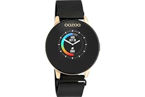 Oozoo Smartwatch Unisex Fitnessuhr (Schwarz/Gold Metall)
