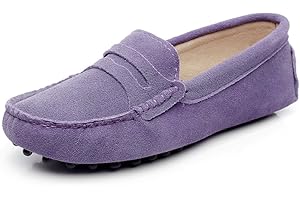 Jamron Donna Classico Scamosciato/Tessuto Papillon Penny Loafers Comodo Fatto a Mano Mocassini Pantofola
