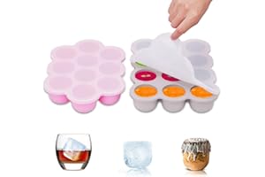 ZOUNICH Silikon Babynahrung Aufbewahrung Behälter, Silikon Babybrei Einfrieren mit Silikondeckel Behälter Gefrierschrank Tray, Wiederverwendbare - Gemüse, Obst Purees, Saucen und Eiswürfel