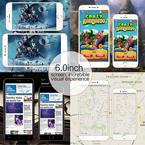 Cubot HAFURY UMAX (2017) Android 7.0 Nougat Smartphone ohne Vertrag 6 Zoll HD IPS Touch Dispaly mit 4500 mAh Akku, Dual SIM, 2GB Ram+16GB interner Speicher, 13MP Hauptkamera / 5MP Frontkamera, 2.5D gebogenes Kapazitiver Bildschirm, nutzbares GPS, Benachrichtigung LED, Gold