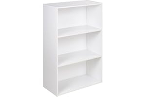 URBNLIVING Wide 3 Tier Wooden White Shelf Bookcase