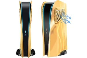 ElitePlay PS5 Digitale Frontplatte mit Kühlungsöffnungen, gebogen, Ersatzplatten, Zubehör für Playstation 5 Digital Edition, Chrom Gold
